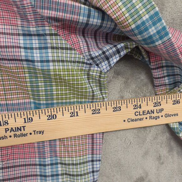 Sero by Forsyth Men's Long Sleeve Shirt Plaid Pink Green Front Pocket Size M - Picture 4 of 9